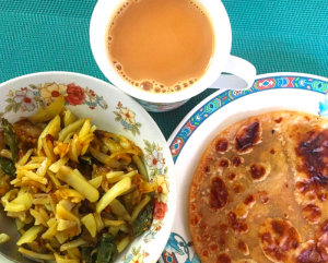 Rootsandleisure_Paratha and aloo with tea